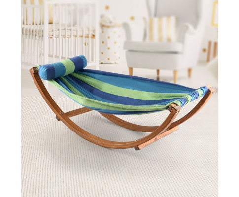 Keezi Kids Timber Hammock Bed Swing - Blue freeshipping - Awezingly