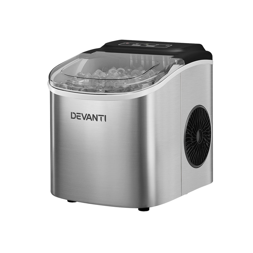 Devanti 12kg Ice Maker Machine w/Self Cleaning Portable Ice Cube Tray 2L White