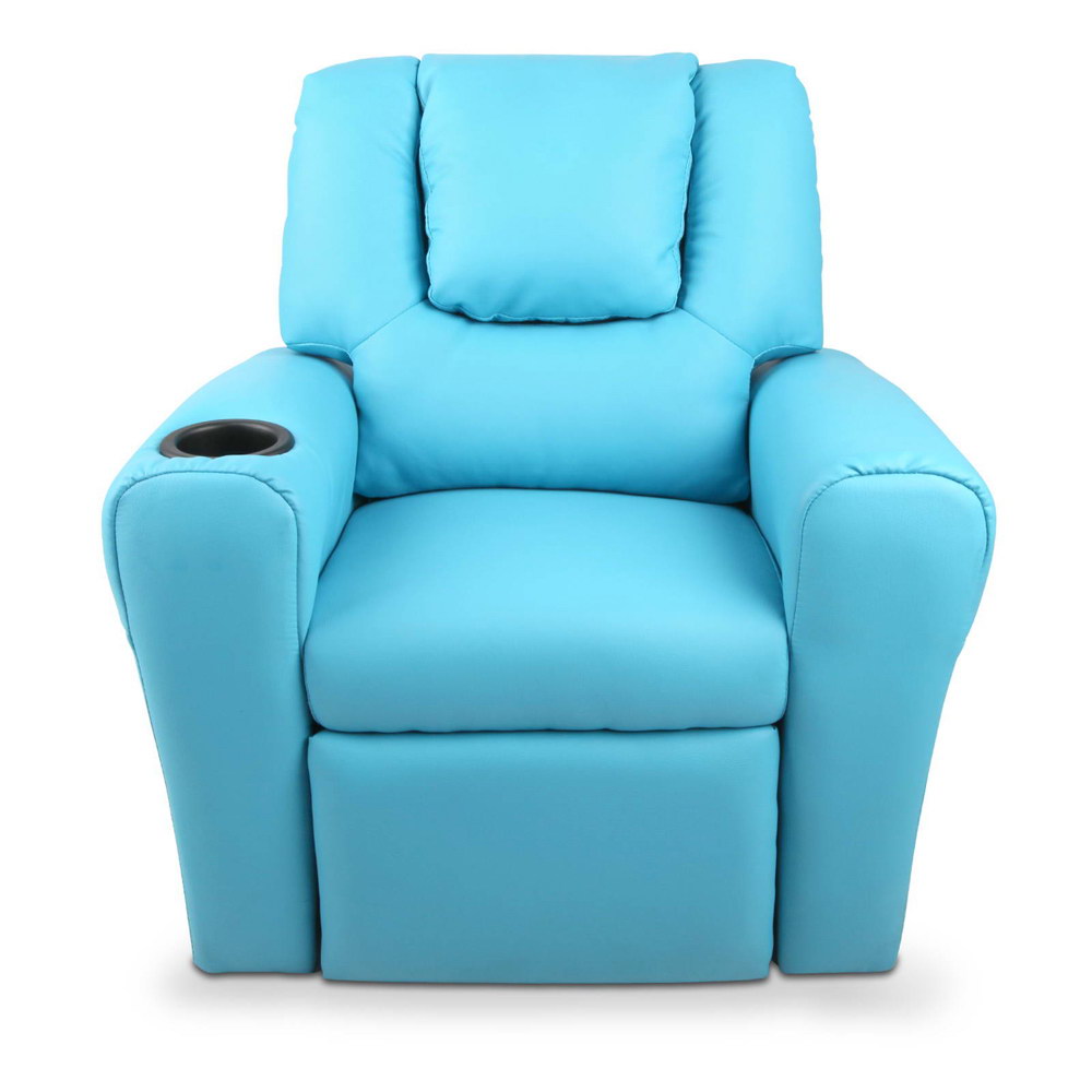 Keezi Luxury Kids Recliner Sofa Children Lounge Chair PU Couch Armchair Blue freeshipping - Awezingly