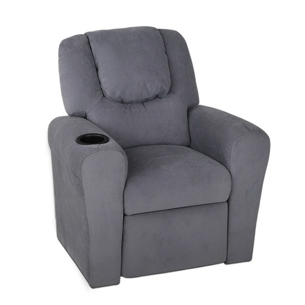 Keezi Luxury Kids Recliner Sofa Children Lounge Chair Couch Fabric Armchair Grey freeshipping - Awezingly