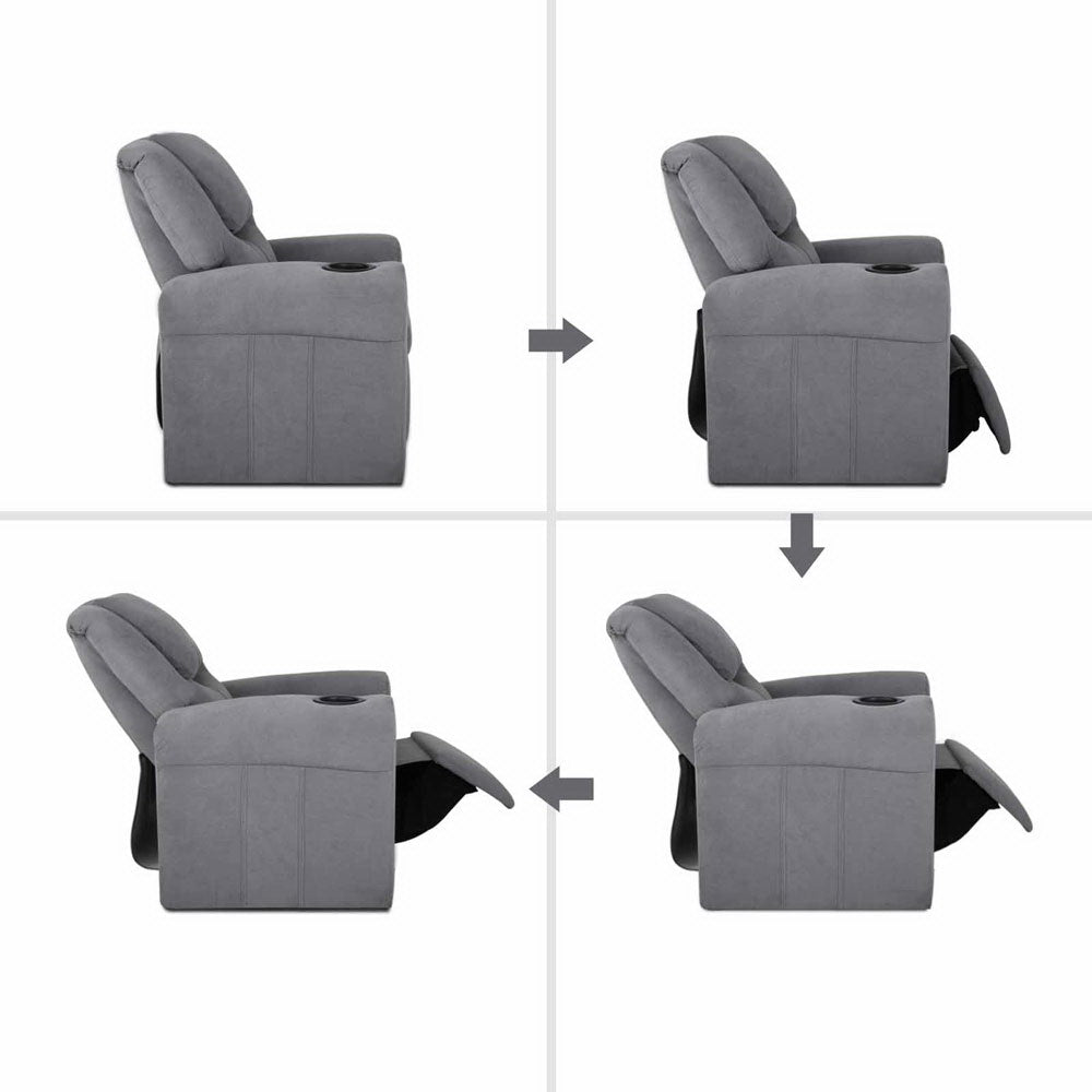 Keezi Luxury Kids Recliner Sofa Children Lounge Chair Couch Fabric Armchair Grey freeshipping - Awezingly