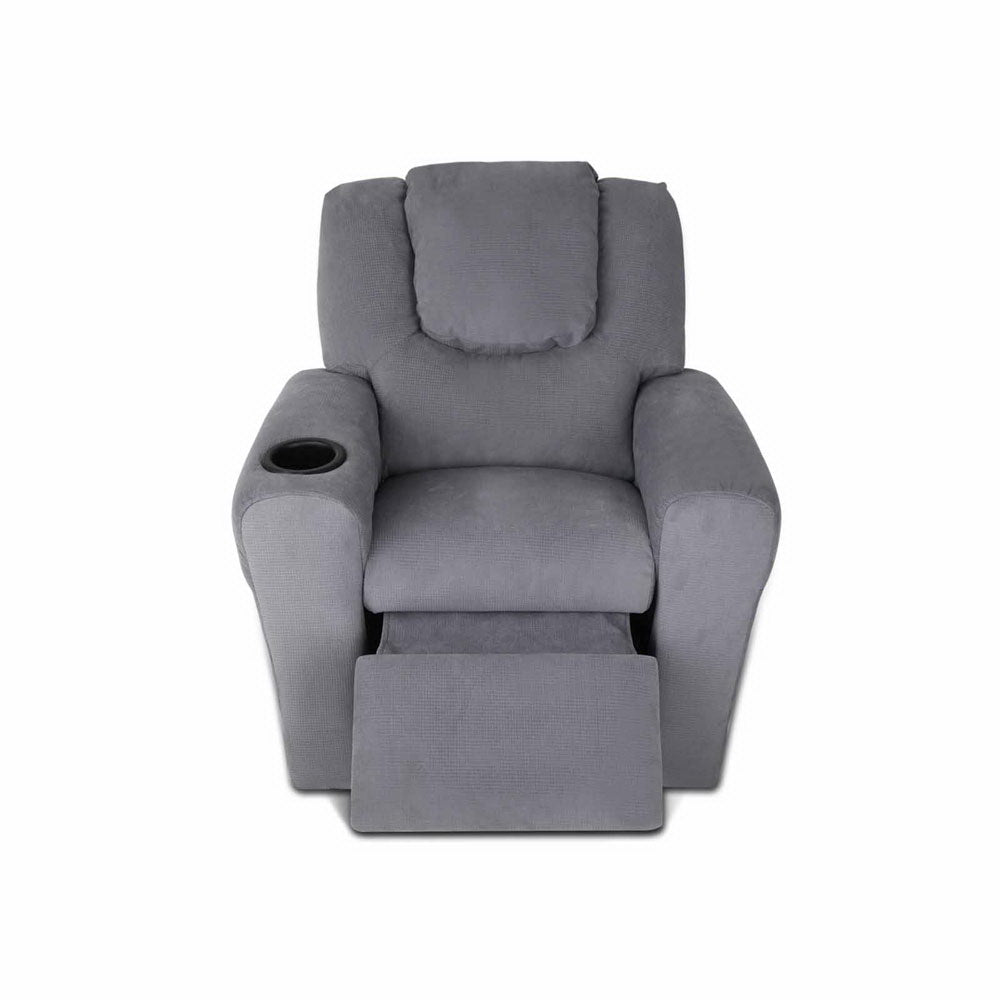 Keezi Luxury Kids Recliner Sofa Children Lounge Chair Couch Fabric Armchair Grey freeshipping - Awezingly