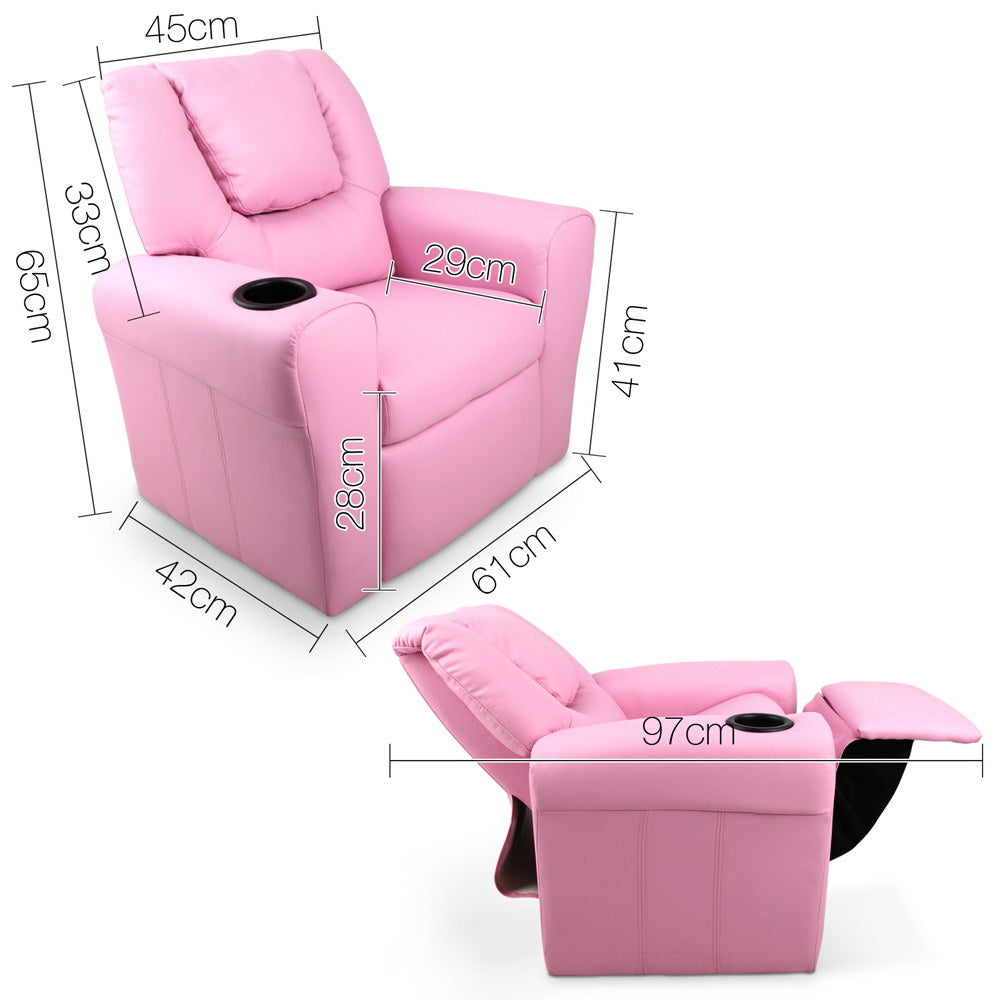 Keezi Luxury Kids Recliner Sofa Children Lounge Chair PU Couch Armchair Pink freeshipping - Awezingly