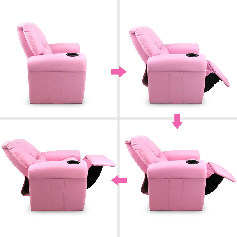 Keezi Luxury Kids Recliner Sofa Children Lounge Chair PU Couch Armchair Pink freeshipping - Awezingly