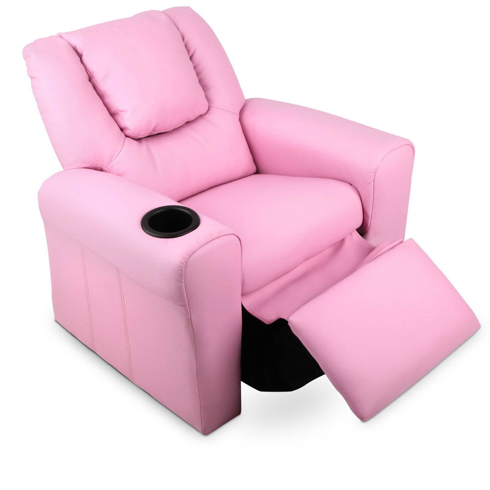 Keezi Luxury Kids Recliner Sofa Children Lounge Chair PU Couch Armchair Pink freeshipping - Awezingly