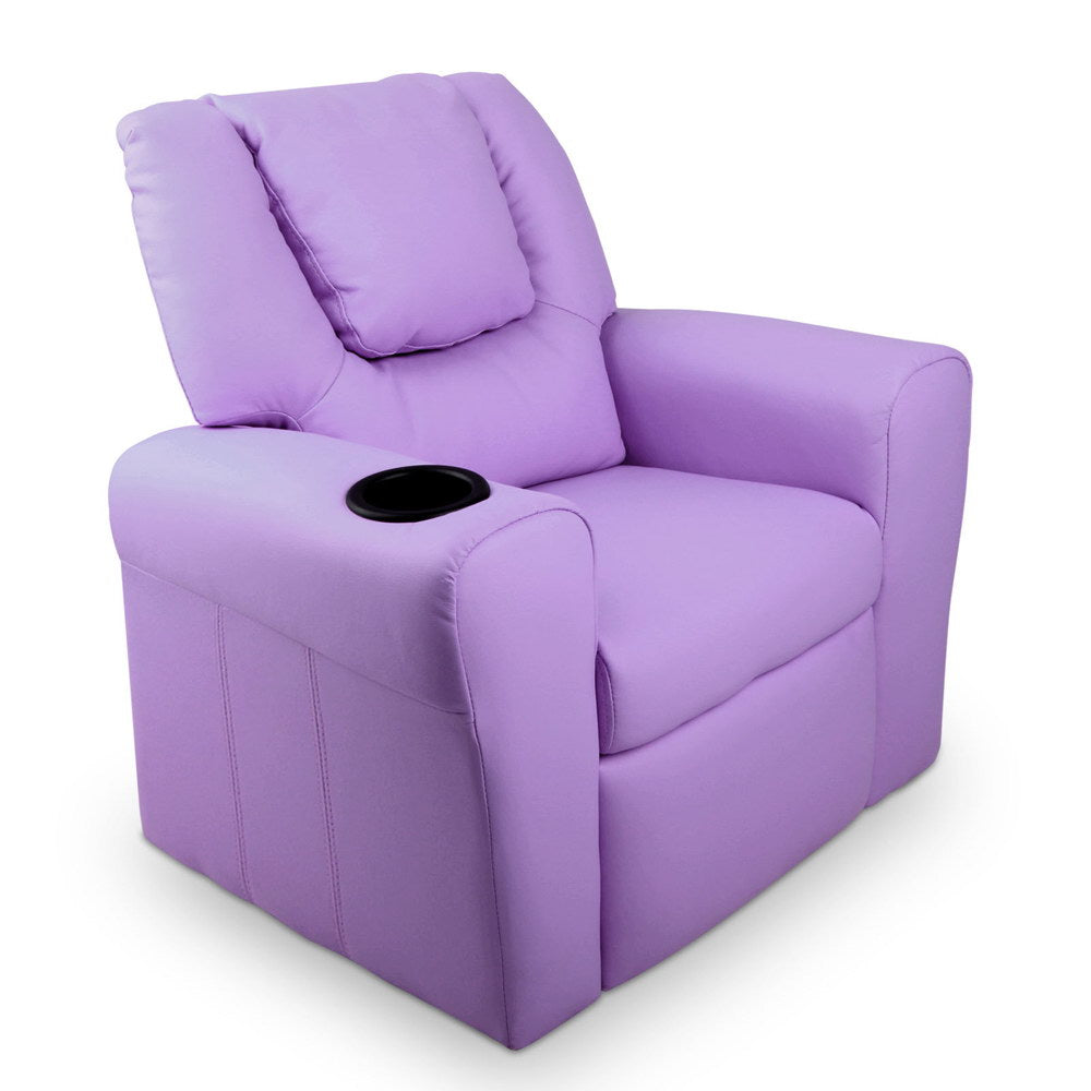 Keezi Luxury Kids Recliner Sofa Children Lounge Chair PU Couch Armchair Purple freeshipping - Awezingly