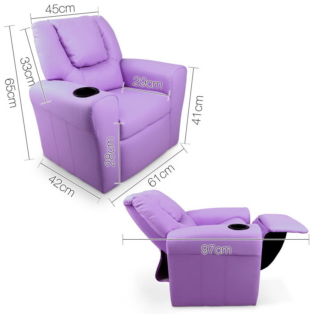 Keezi Luxury Kids Recliner Sofa Children Lounge Chair PU Couch Armchair Purple freeshipping - Awezingly