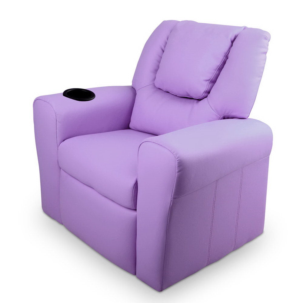 Keezi Luxury Kids Recliner Sofa Children Lounge Chair PU Couch Armchair Purple freeshipping - Awezingly