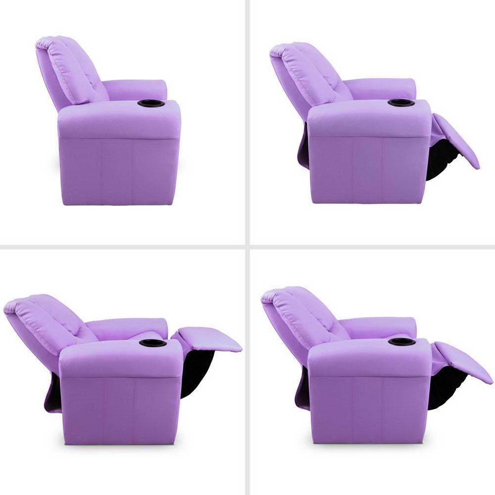 Keezi Luxury Kids Recliner Sofa Children Lounge Chair PU Couch Armchair Purple freeshipping - Awezingly