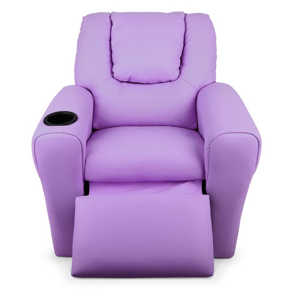 Keezi Luxury Kids Recliner Sofa Children Lounge Chair PU Couch Armchair Purple freeshipping - Awezingly