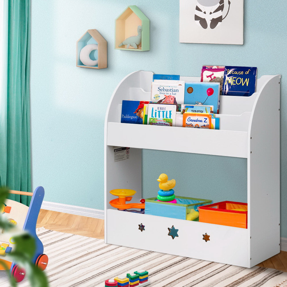 Keezi Kids Bookshelf Children Toy Storage Magazine Rack Organiser Bookcase White