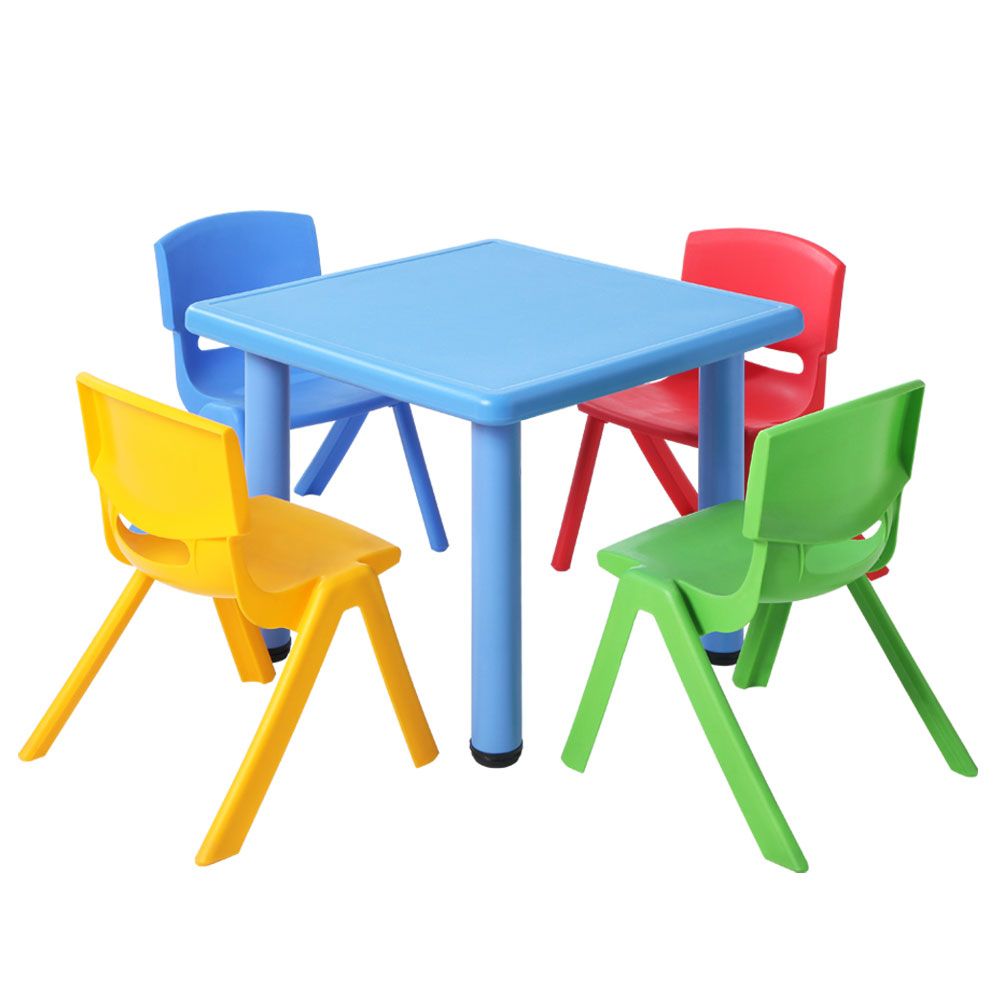 Keezi 5 Piece Kids Table and Chair Set - Blue freeshipping - Awezingly