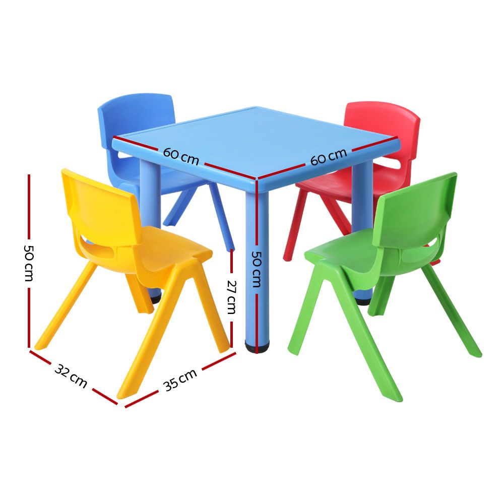 Keezi 5 Piece Kids Table and Chair Set - Blue freeshipping - Awezingly