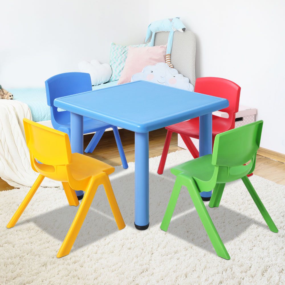 Keezi 5 Piece Kids Table and Chair Set - Blue freeshipping - Awezingly