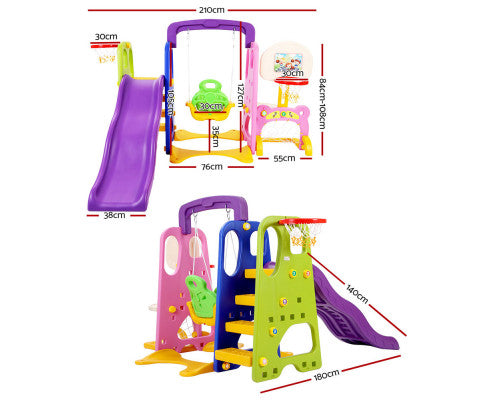 Keezi Kids 7-in-1 Slide Swing with Basketball Hoop Toddler Play freeshipping - Awezingly