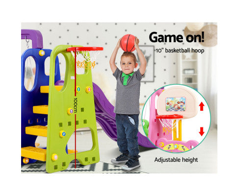 Keezi Kids 7-in-1 Slide Swing with Basketball Hoop Toddler Play freeshipping - Awezingly