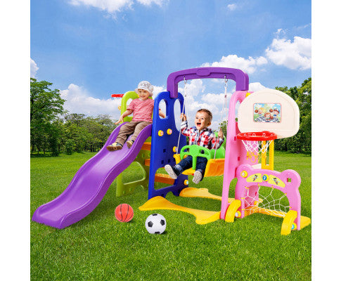 Keezi Kids 7-in-1 Slide Swing with Basketball Hoop Toddler Play freeshipping - Awezingly