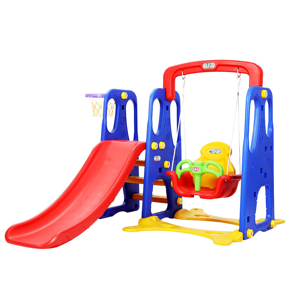 Keezi Kids 3-in-1 Slide Swing with Basketball Hoop Toddler Outdoor Indoor Play freeshipping - Awezingly