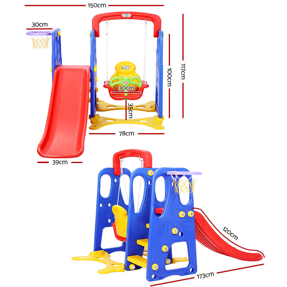 Keezi Kids 3-in-1 Slide Swing with Basketball Hoop Toddler Outdoor Indoor Play freeshipping - Awezingly