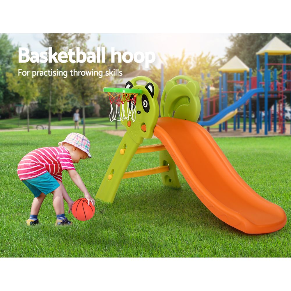 Keezi Kids Slide Basketball Hoop Activity Center Outdoor Toddler Play Set Orange freeshipping - Awezingly