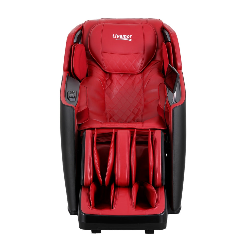 Livemor 4D Massage Chair Electric Recliner Home Massager Red