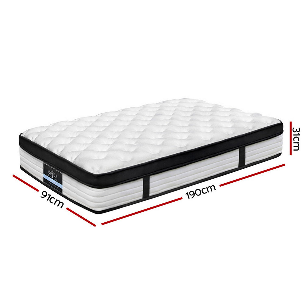 Giselle Bedding Devon Euro Top Pocket Spring Mattress 31cm Thick – Single