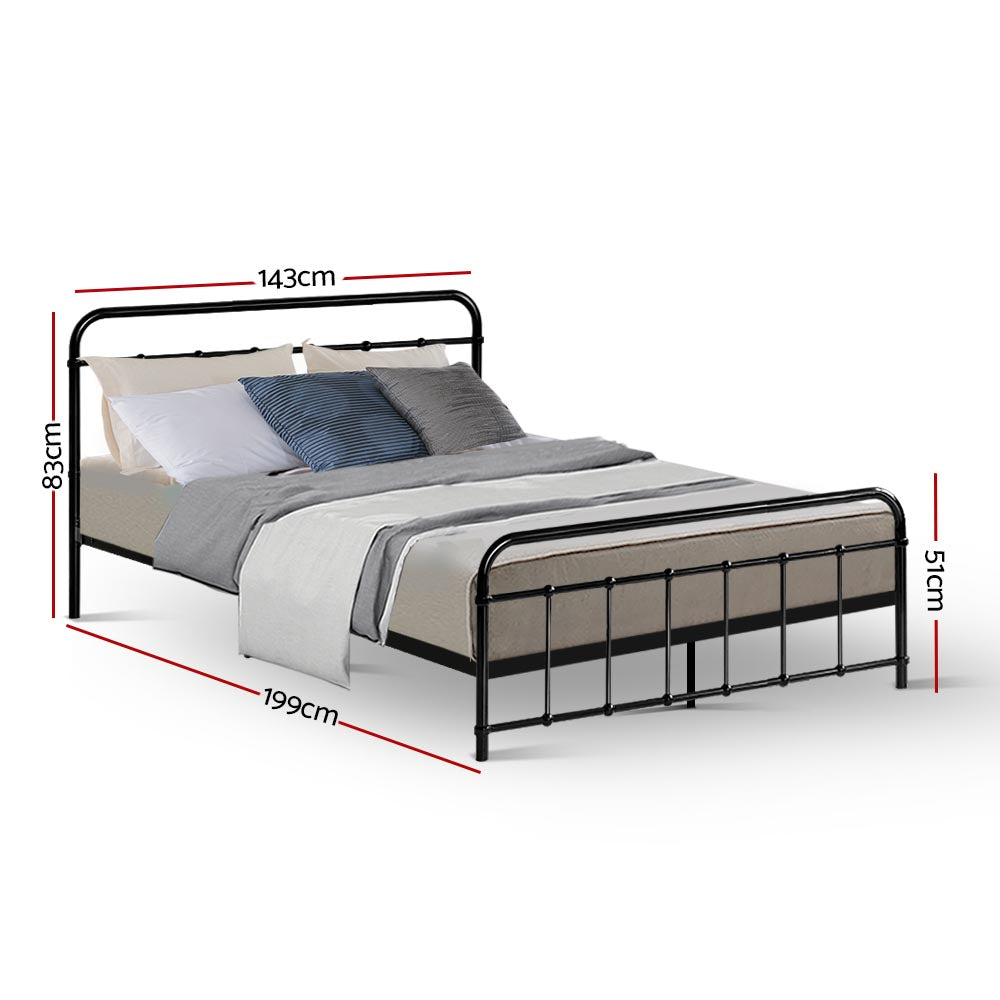 Metal Bed Frame Double Size Platform Foundation Mattress Base Leo Black freeshipping - Awezingly