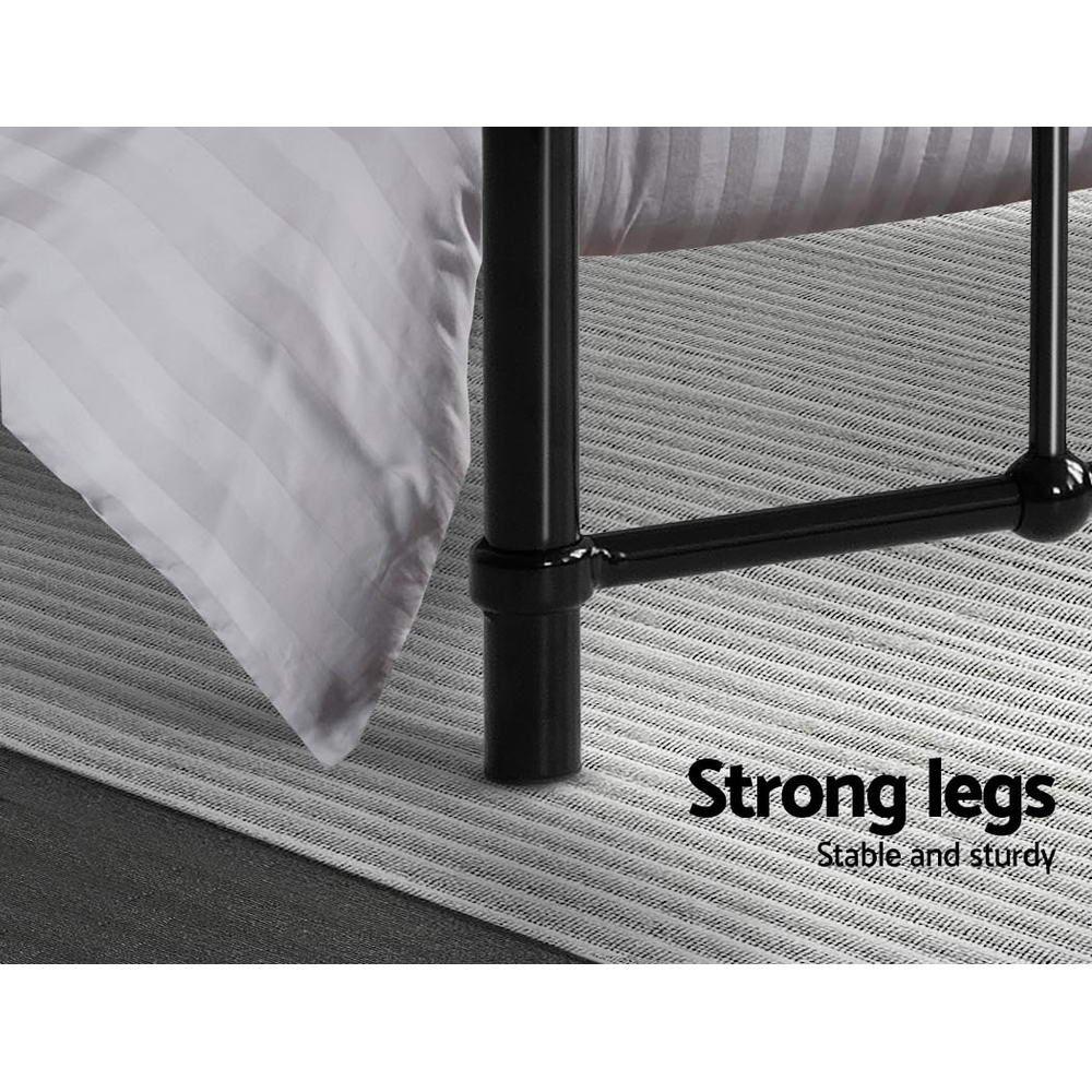 Metal Bed Frame Double Size Platform Foundation Mattress Base Leo Black freeshipping - Awezingly