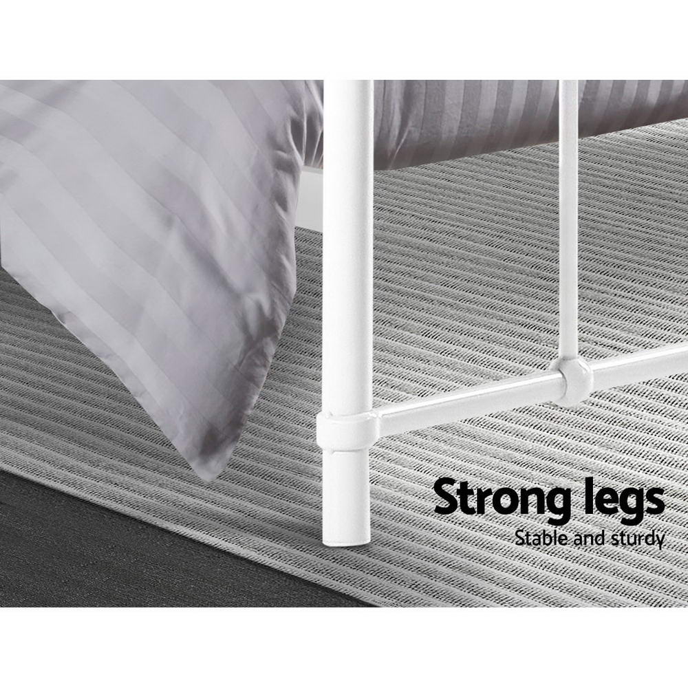 Metal Bed Frame Double Size Platform Foundation Mattress Base Leo White freeshipping - Awezingly