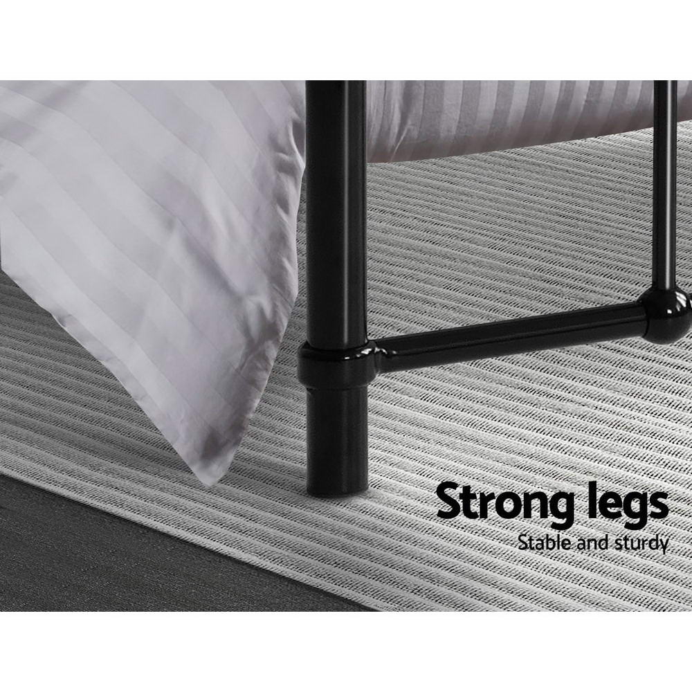 Metal Bed Frame Single Size Platform Foundation Mattress Base Leo Black freeshipping - Awezingly