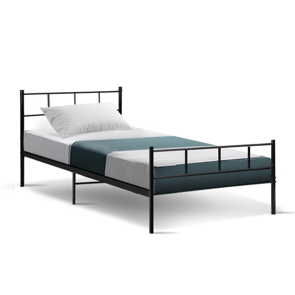 Artiss Metal Bed Frame Single Size Platform Foundation Mattress Base SOL Black freeshipping - Awezingly