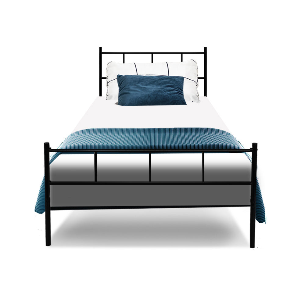 Artiss Metal Bed Frame Single Size Platform Foundation Mattress Base SOL Black freeshipping - Awezingly