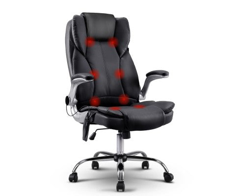 8 Point PU Leather Massage Chair - Black freeshipping - Awezingly