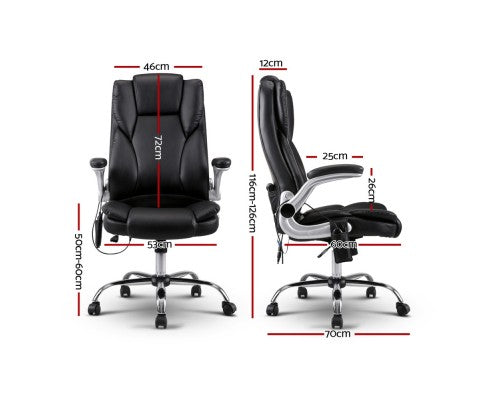 8 Point PU Leather Massage Chair - Black freeshipping - Awezingly