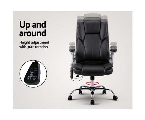 8 Point PU Leather Massage Chair - Black freeshipping - Awezingly