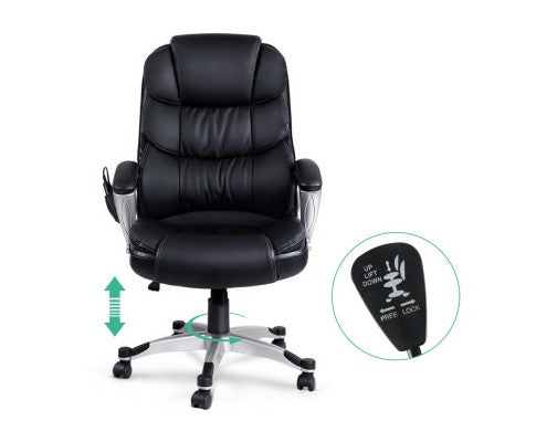 8 Point PU Leather Reclining Massage Chair - Black freeshipping - Awezingly