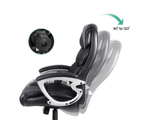 8 Point PU Leather Reclining Massage Chair - Black freeshipping - Awezingly