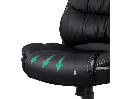 8 Point PU Leather Reclining Massage Chair - Black freeshipping - Awezingly