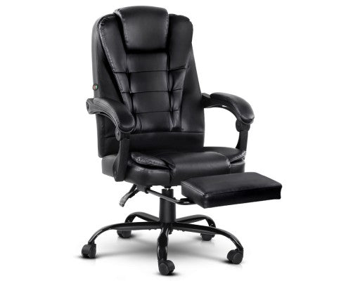 Artiss Electric Massage Office Chairs Recliner Computer Gaming Seat Footrest Black freeshipping - Awezingly