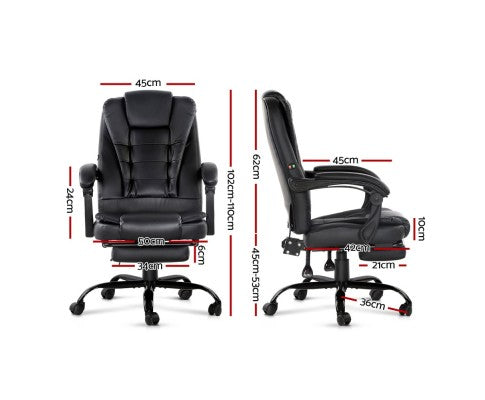 Artiss Electric Massage Office Chairs Recliner Computer Gaming Seat Footrest Black freeshipping - Awezingly