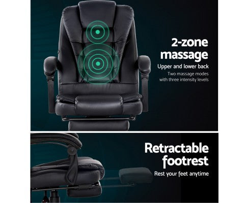 Artiss Electric Massage Office Chairs Recliner Computer Gaming Seat Footrest Black freeshipping - Awezingly