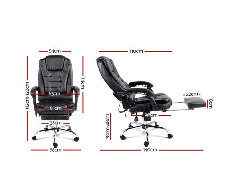 8 Point Reclining Massage Office/Gaming Chair - Black freeshipping - Awezingly