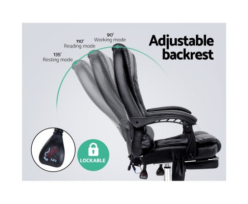 8 Point Reclining Massage Office/Gaming Chair - Black freeshipping - Awezingly