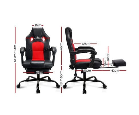 Artiss Massage Office Chair Gaming Computer Seat Recliner Racer Red freeshipping - Awezingly