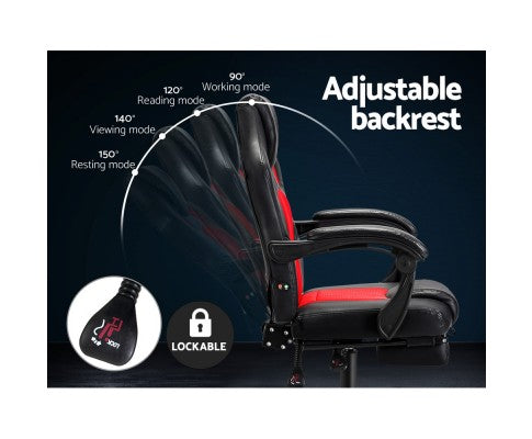 Artiss Massage Office Chair Gaming Computer Seat Recliner Racer Red freeshipping - Awezingly