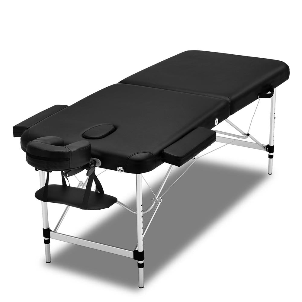 Zenses 70cm Wide Portable Aluminium Massage Table Two Fold Treatment Beauty Therapy Black freeshipping - Awezingly