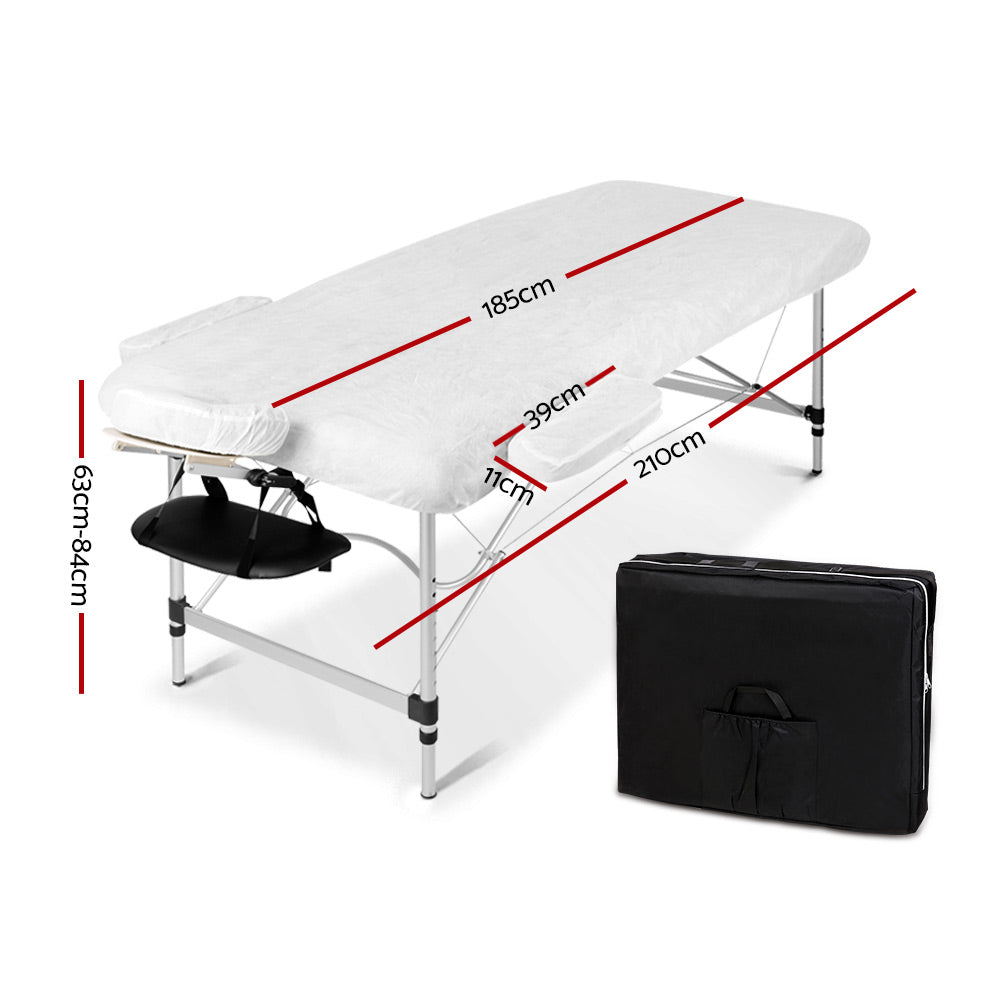 Zenses 70cm Wide Portable Aluminium Massage Table Two Fold Treatment Beauty Therapy Black freeshipping - Awezingly