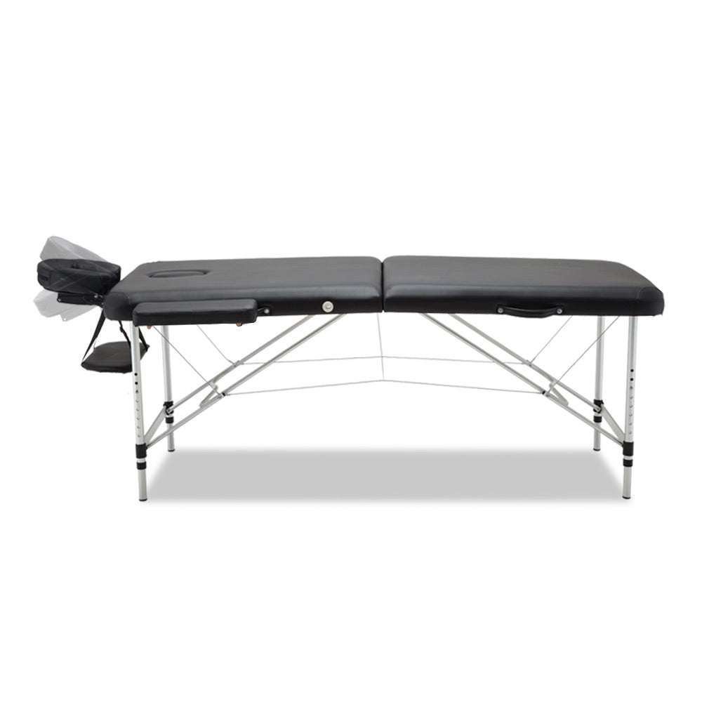 Zenses 70cm Wide Portable Aluminium Massage Table Two Fold Treatment Beauty Therapy Black freeshipping - Awezingly