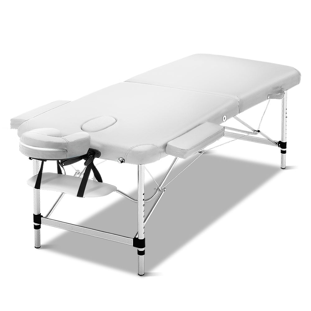 Zenses 75cm Wide Portable Aluminium Massage Table Two Fold Treatment Beauty Therapy White freeshipping - Awezingly