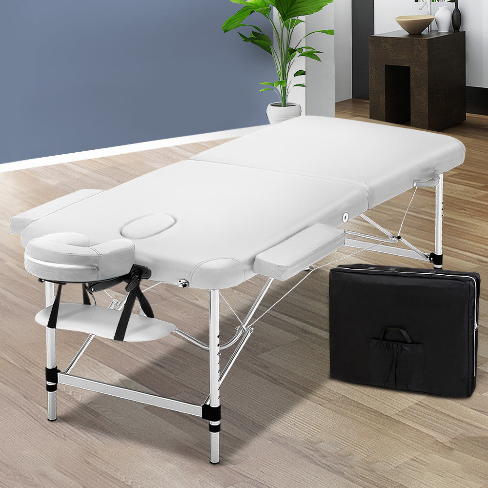 Zenses 75cm Wide Portable Aluminium Massage Table Two Fold Treatment Beauty Therapy White freeshipping - Awezingly